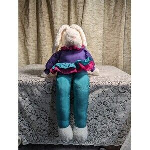 Vintage Bunny Rabbit Doll in Nylon Windbreaker Outfit